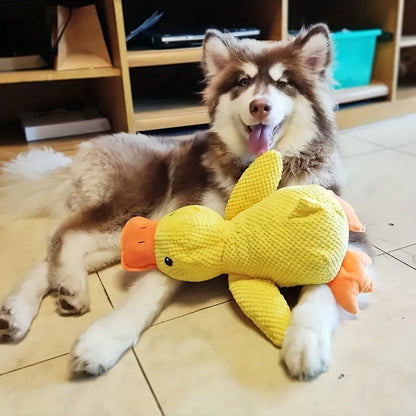 Large Plush Duck Dog Toy with Squeaker – Bite-Resistant Soft Chew Toy for Puppies & Large Breed Dogs, Durable Teething Toy for Golden