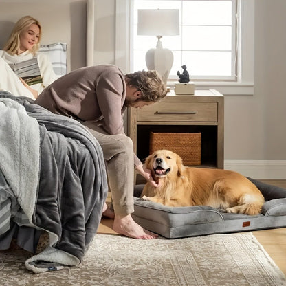 Orthopedic Dog Bed with Removable Washable Cover – High-Density Foam Dog Sofa Couch Bed, 4-Sided Bolster, Nonskid Bottom