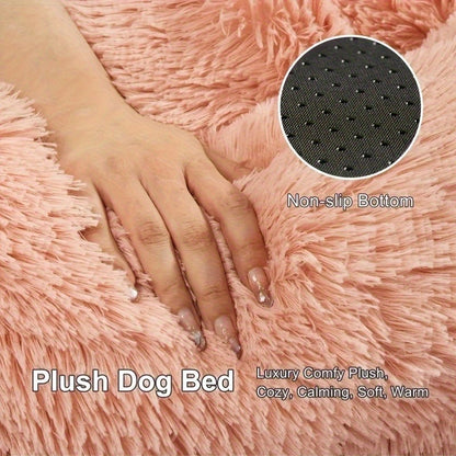 Dog Bed & Cat Bed Plush Bear Paw Print – Soft Warm Pet Bed for Small Medium Large Dogs, Thickened Long Plush, No Assembly