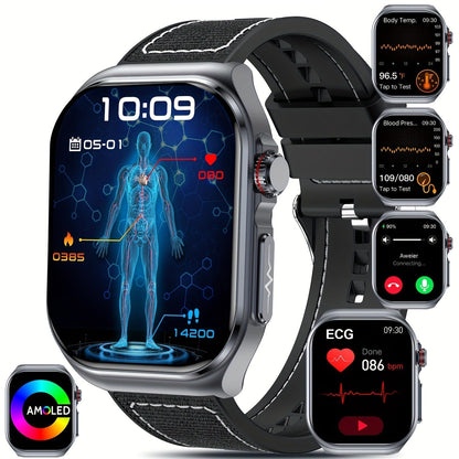 Smart Watch 2.04-Inch AMOLED Display with Bluetooth 5.3 Calling, 530mAh Battery and Six Strap Options