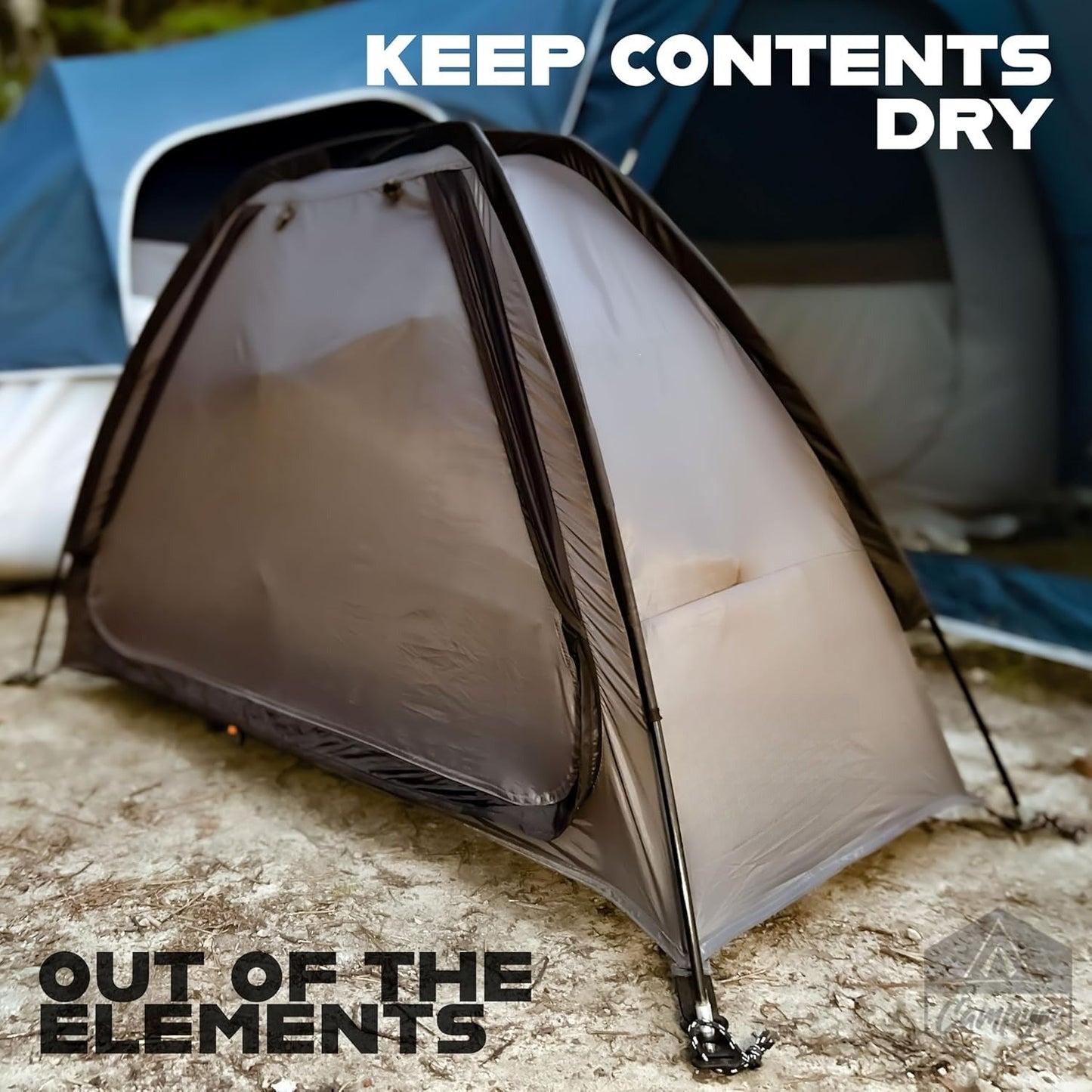 Camping Tent Organizer 9-Shelf with Zippered Flap – Hanging Storage Rack for Shoes, Gear & Dining, Fits Most Tents, Brown & Gray