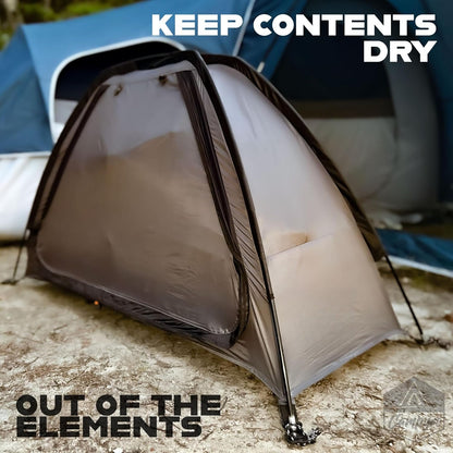 Camping Tent Organizer 9-Shelf with Zippered Flap – Hanging Storage Rack for Shoes, Gear & Dining, Fits Most Tents, Brown & Gray