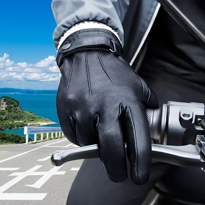 Buckle-Cuff Winter Gloves with Black or Brown Checkout Options and 11.2 x 25.5 cm Pictured Size