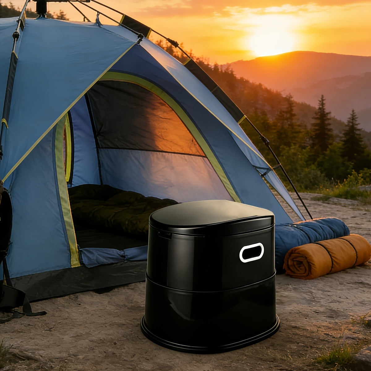 Portable Camping Toilet Extra Large for Adults – Indoor Outdoor Commode with Detachable Inner Bucket & Removable Paper Holder