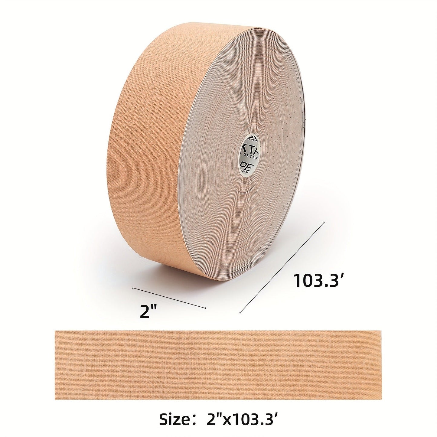 Bulk Kinesiology Tape Roll 2 Inch x 103 Feet Beige – Elastic Latex Free Athletic Therapeutic Tape for Sports, Muscle Support