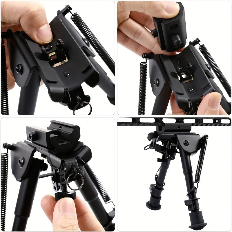 Aluminum Alloy Tactical Rifle Bipod – Adjustable 6-9 Inch Spring Return Legs, M-LOK Compatible, Collapsible Shooting Support for Hunting