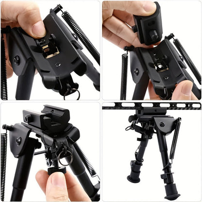 Aluminum Alloy Tactical Rifle Bipod – Adjustable 6-9 Inch Spring Return Legs, M-LOK Compatible, Collapsible Shooting Support for Hunting
