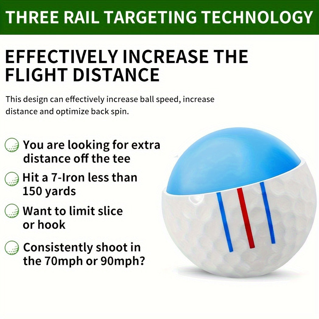 Golf Balls 6pcs Long Distance High Speed with 360-Degree Aiming Line Add 40+ Yards Distance Durable Performance Golf Ball Set for Men Women