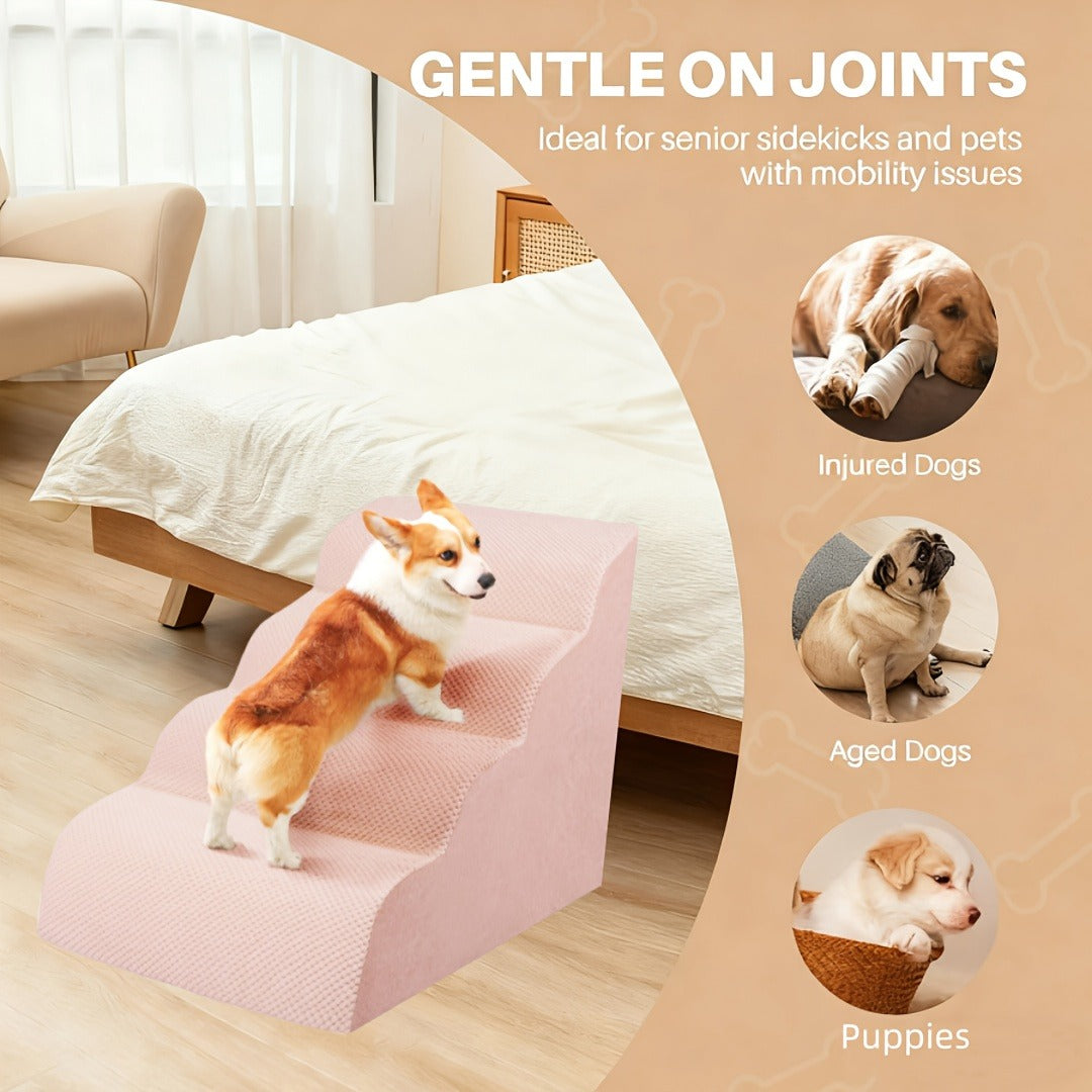 Dog Stairs for High Beds & Sofa – Extra Wide Foam Pet Steps with Non-Slip Bottom, Soft Cushioned Dog Ramp for Couch, Ideal for Small Dogs