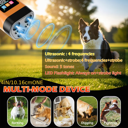 65ft Long-Range Dog Repeller – Triple-Head Ultrasonic Bark Deterrent, Powerful Soundwave Technology, USB Rechargeable Portable Handheld