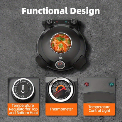 Pizza Oven Indoor 12-Inch Countertop, Heats Up to 800°F Electric Pizza Maker for Home, Fast Preheat
