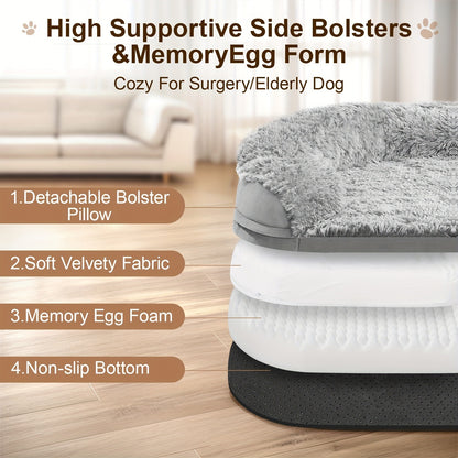 Orthopedic Dog Bed Egg Foam Ultra Soft Washable Cover for Large Medium Small Dogs Aging Pets Rectangle Semicircle Anti-Slip Joint Relief Pet