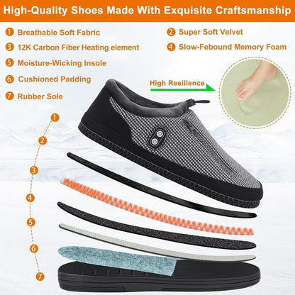 Heated Slippers for Men & Women with 5000mAh Battery – Electric Foot Warmer Shoes, Carbon Fiber Heating, 3 Heat Settings