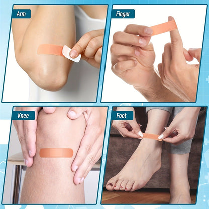 Fingertip Adhesive Bandage Pack with 200 Pieces and Four Skin-Tone Shapes for Fingers and Knuckles
