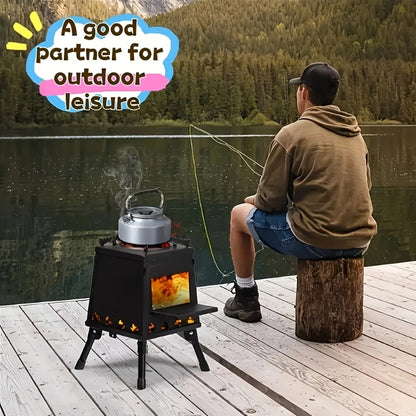 Camping Wood Stove Portable Wood Burning Stove – Outdoor BBQ Rocket Stove for Hiking Picnic Survival Cooking