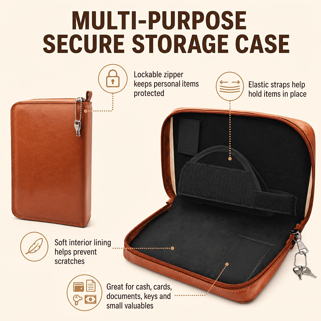 Lockable Soft Pistol Case Book-Style Handgun Storage Bag with Zipper – Discreet Portable Gun Case for 9mm & Most Handguns