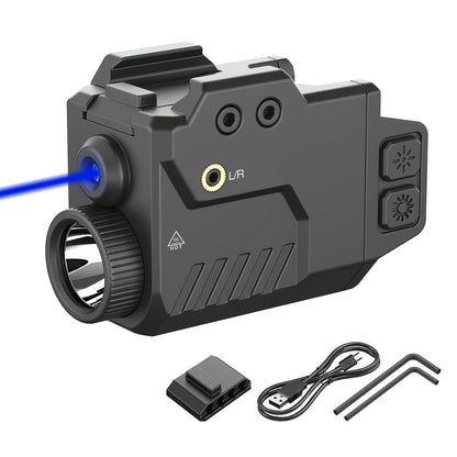 Tactical Flashlight with Laser Sight – 750 Lumen Pistol Light, Red/Green/Blue Laser, Strobe & Memory Mode