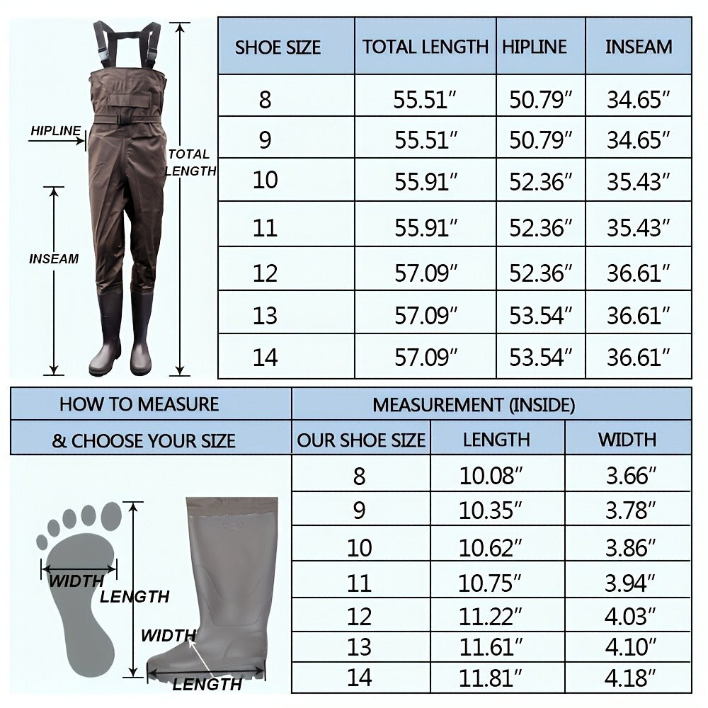 Fishing Waders with Boots for Men & Women – 3-Ply Nylon Lightweight Breathable Wading Pants with PVC Lining, Anti-Slip Sole & Pockets