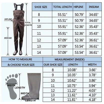 Fishing Waders with Boots for Men & Women – 3-Ply Nylon Lightweight Breathable Wading Pants with PVC Lining, Anti-Slip Sole & Pockets