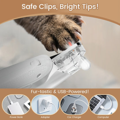 2-in-1 Pet Grooming Clipper with LED Light – Rechargeable Nail Cutter & Paw Hair Trimmer for Dogs & Cats | Precision Trimming for Paws