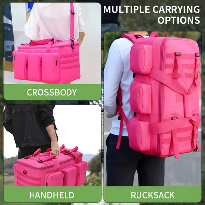 Convertible Travel Duffel Bag 3-in-1 Rose Red 50L – Weekender Backpack & Gym Bag for Men & Women, Sports, Camping & Daily Use