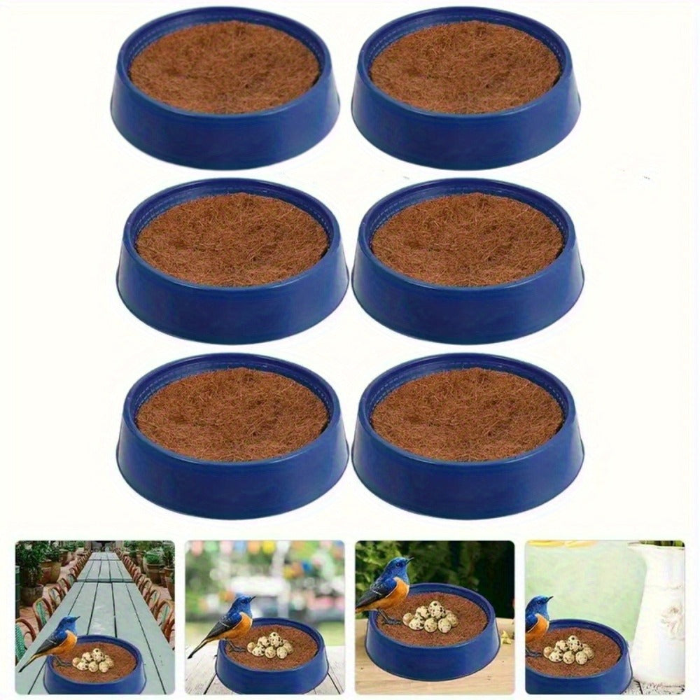 Pigeon Nesting Bowl 6-Pack with Coconut Fiber Mat – Durable Plastic Bird Breeding & Hatching Set for Racing Pigeons, Doves