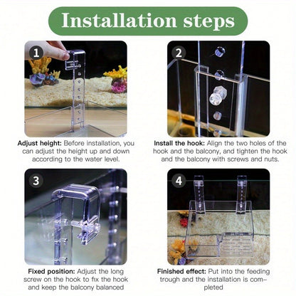 Turtle Basking Platform Acrylic Floating Island – Adjustable Height Climbing Dock with Integrated Ladder | Transparent Perforated Design