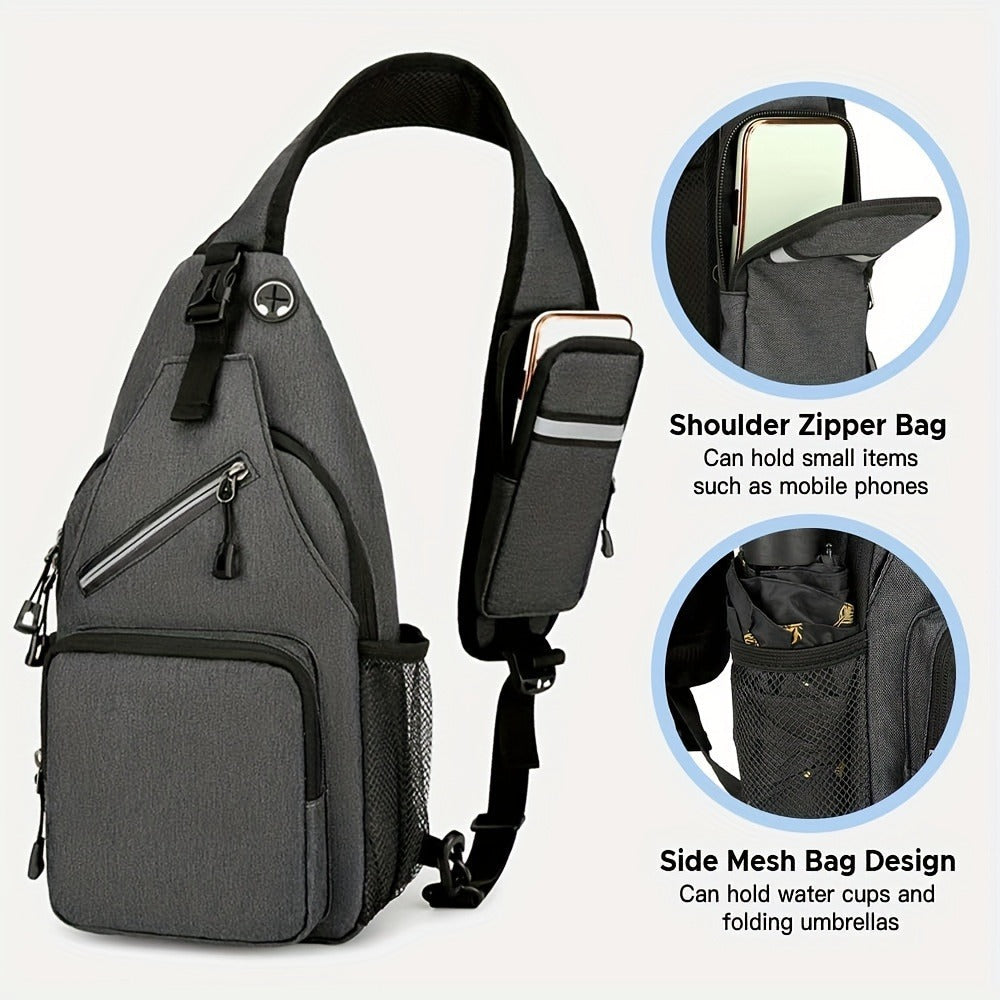 Lightweight Multi-Pocket Sling Crossbody Bag for Women and Men with Zip Compartments and 14 Color Styles