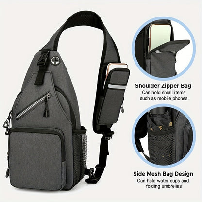 Lightweight Multi-Pocket Sling Crossbody Bag for Women and Men with Zip Compartments and 14 Color Styles