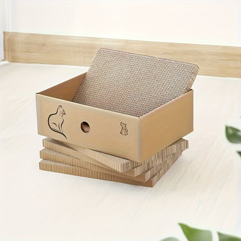 Cat Scratching Board & Bed Combo – 5-Layer Large Corrugated Cardboard Scratcher with Premium Texture, Replaceable Design for Indoor Cats