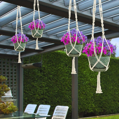 Macrame Hanging Planter Set of 4 Boho Rope Basket Plant Pot Holder for Indoor Outdoor – Decorative Hanging Organizer Net for Bedroom Living
