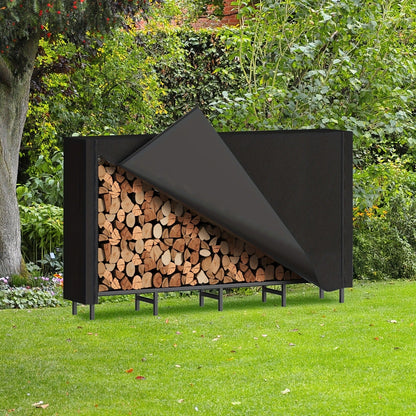 Firewood Rack Heavy Duty Adjustable – Outdoor & Indoor Log Holder with Cover, A-Frame Steel Wood Storage Stand for Fireplace, Patio, Cabin
