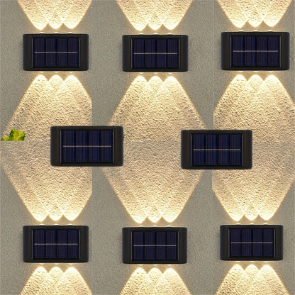 Solar Wall Light Outdoor 8 Pack 6 LED Deck Fence Garden Lamp Waterproof Auto Dusk to Dawn Courtyard Pathway Garage Yard Decoration