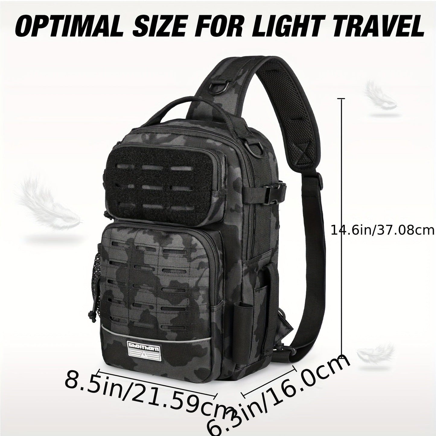 Camouflage Fishing Shoulder Bag with Zipper – Tactical Outdoor Gear Bag for Fishing Tackle, Hunting & Camping, Multi-Pocket Crossbody Bag