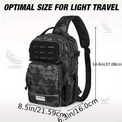 Camouflage Fishing Shoulder Bag with Zipper – Tactical Outdoor Gear Bag for Fishing Tackle, Hunting & Camping, Multi-Pocket Crossbody Bag