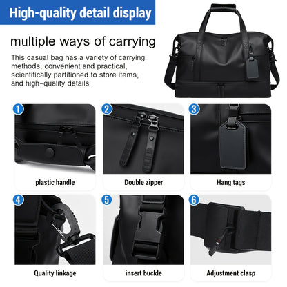 Gym Duffel Bag PU Foldable Sports Duffle with Shoe Compartment & Wet Pocket – Lightweight Weekender Travel Bag for Workout, Daily Use