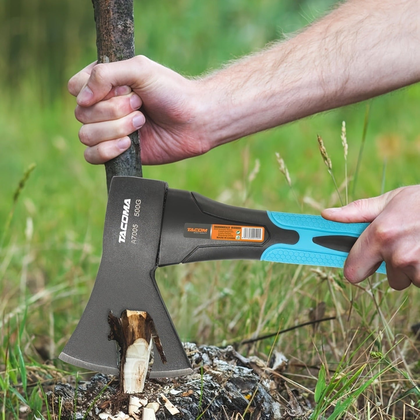 Camping Hatchet Mini Axe 10-Inch Forged High-Carbon Steel with Fiberglass Shock-Absorbing Handle
