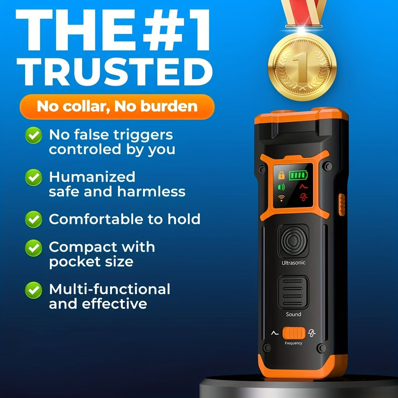 Ultrasonic Dog Repeller & Anti-Barking Device – Portable Handheld Bark Deterrent with LED Light, Soundwave Technology