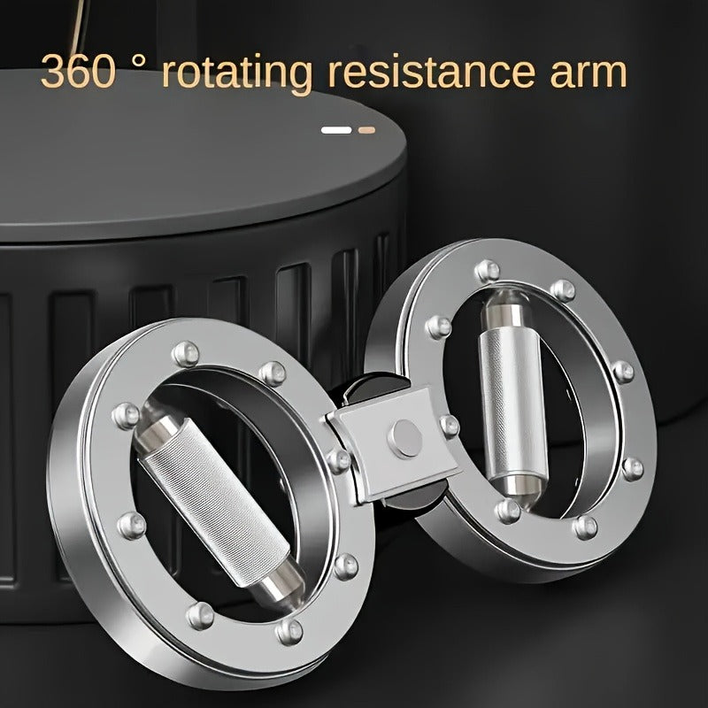 Fitness Equipment Silver Wrist and Forearm Trainer with Dual Grip Rings and 360-Degree Center Arm