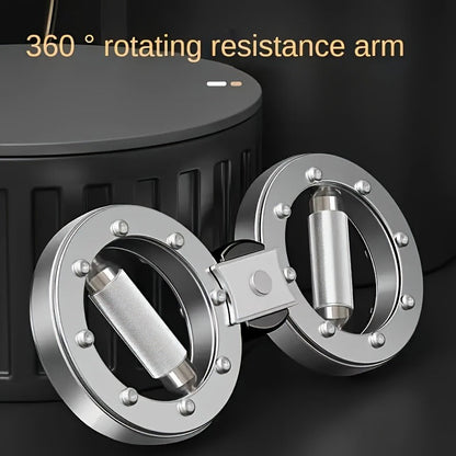 Fitness Equipment Silver Wrist and Forearm Trainer with Dual Grip Rings and 360-Degree Center Arm