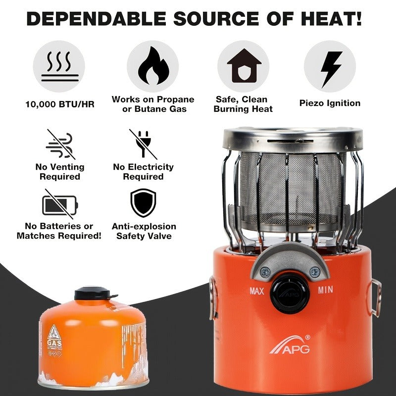 Portable Propane Radiant Heater 9000 BTU – Silent Outdoor Gas Heater with Regulator for Camping, Ice Fishing, Hunting & Emergency Use