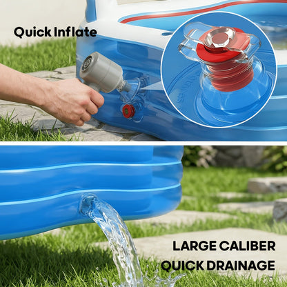 Inflatable Lounge Pool with Backrest 4 Seats 80x80x32 Inch Blow Up Pool for Adults Family Outdoor Garden for Garden, Patio and Yard Use