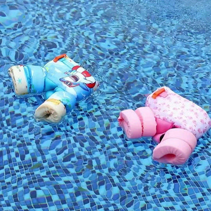 Toddler Swim Vest for Kids Ages 1-9 – Cute Blue Cartoon Cat Pattern, Lightweight Floating Jacket Adjustable Straps for Boys Girls 20-66lbs