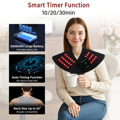 Red Light Therapy Shoulder Wrap with Dual Wavelength 660nm & 850nm Near-Infrared – 116 LED Wearable Device for Neck, Shoulder & Back Relief