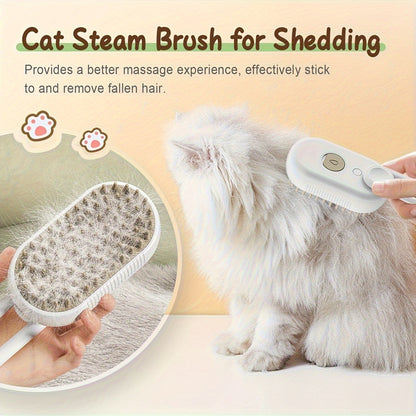 Cat Grooming Steam Brush – Self-Cleaning 4-in-1 Pet Brush with Spray for Cats & Dogs Shedding Grooming Control Deshedding Tool