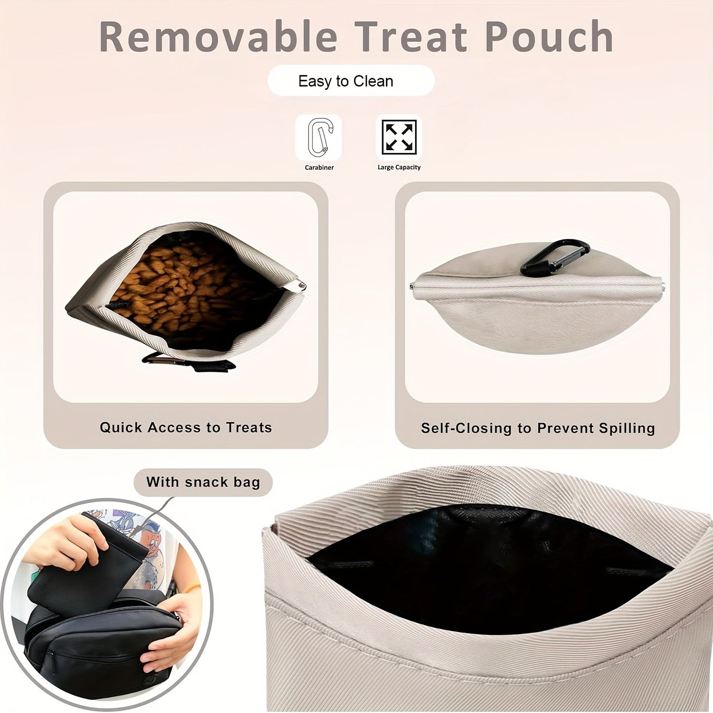 Dog Treat Pouch for Training – Waist Belt Bag with Poop Bag Dispenser, Detachable Treat Bag & Carabiner – Dog Walking Bag for Puppy Training
