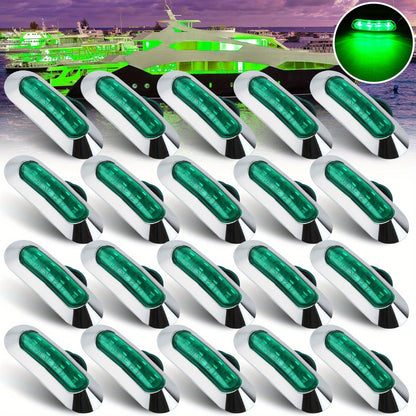 Marine LED Navigation Lights Set of 20 – Stern Circular Deck & Onboard Boat Lights for Yachts & Boats | Low Frequency, No Battery Required