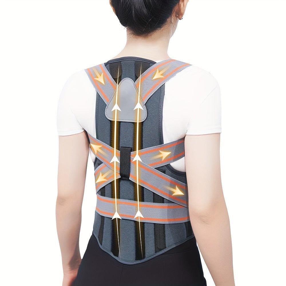 Full-Back Posture Brace with Dual Elastic Straps, Support Panels and S–XXL Size Options for Daily Wear