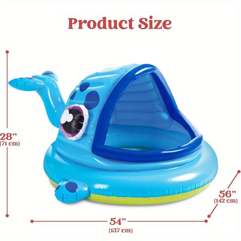 Inflatable Kiddie Pool with Sun Shade Canopy, Whale Baby Splash Pool Tent for Toddlers for Garden, Patio and Yard Use