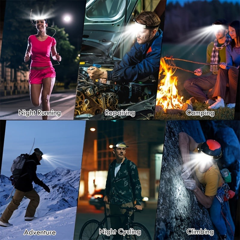 Two-Pack Rechargeable COB Headlamps with 230° Beam, Motion Sensor and Three Light Configurations